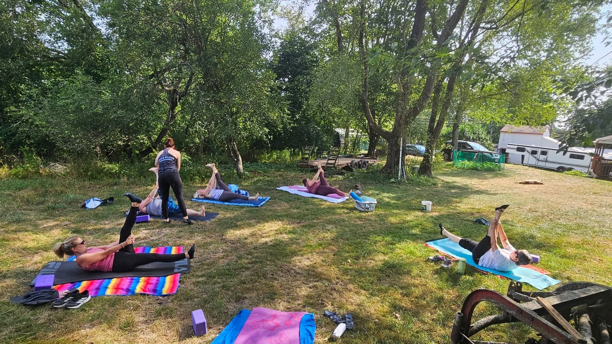 Pilates class on the farm with Nadine